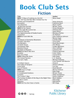 Book Club Sets - Kitchener Public Library