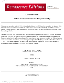 Lyrical Ballads - Scholars` Bank