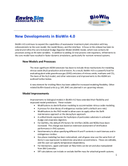 New Developments in BioWin