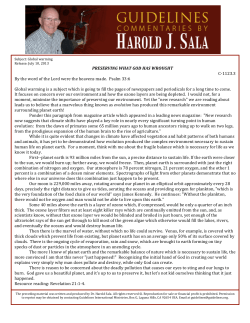 PRESERVING WHAT GOD HAS WROUGHT C