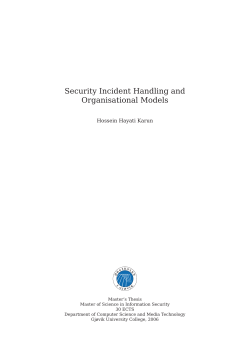 Security Incident Handling and Organisational Models