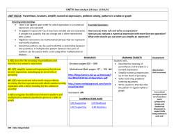 UNIT FOCUS: Parenthesis, brackets, simplify numerical expressions