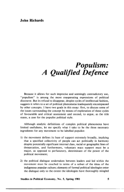 Populism - Studies in Political Economy