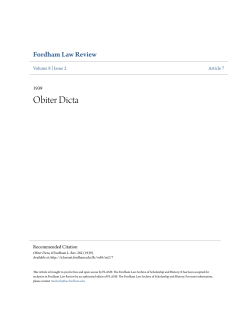 Obiter Dicta - FLASH: The Fordham Law Archive of Scholarship and