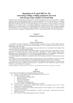 Regulation of 25 April 2002 No. 422 concerning welding, welding