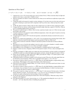 Questions on Wave Speed