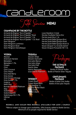 Table Service menu Packages