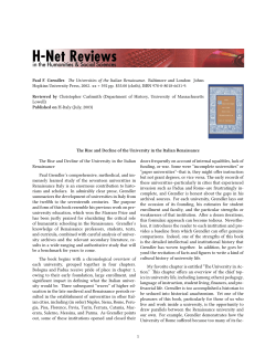 The Rise and Decline of the University in the Italian - H-Net