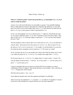 Math 542 Day 3 follow-up Where is &ldquo;relatively prime&rdquo; used in the