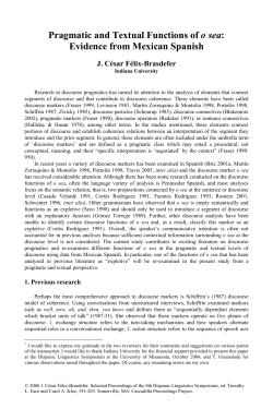Pragmatic and Textual Functions of o sea: Evidence from Mexican