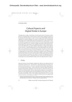 Cultural Aspects and Digital Divide in Europe