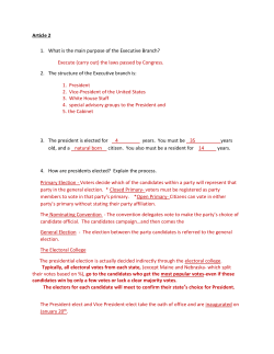 Article 2 1. What is the main purpose of the Executive Branch
