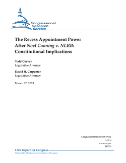 The Recess Appointment Power After Noel Canning v. NLRB