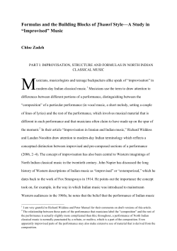 Formulas and the Building Blocks of Ṭhumrī Style&mdash;A Study in