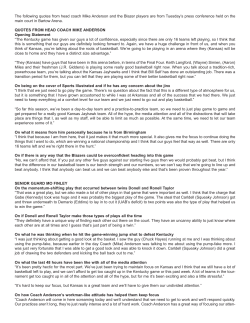 The following quotes from head coach Mike Anderson and the