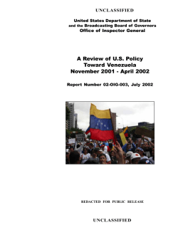 A Review of US Policy Toward Venezuela November 2001