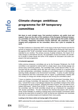 Climate change: ambitious programme for EP temporary committee