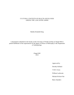 CULTURAL CONTEXTS OF HEALTH AND ILLNESS AMONG THE