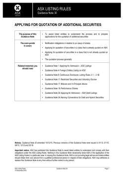 Guidance Note 30 &ndash; Applying for Quotation of Additional