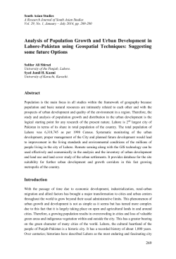 Analysis of Population Growth and Urban Development in Lahore