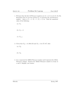 PS 5: Still More on the Golden Ratio