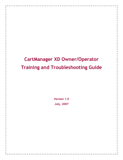 CartManager XD Owner/Operator Training and Troubleshooting Guide