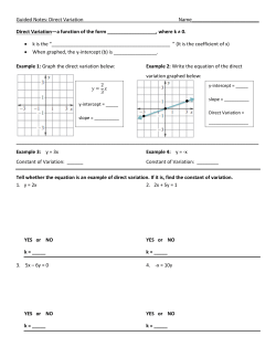 Guided Notes: Direct Variation