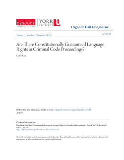 Are There Constitutionally Guaranteed Language Rights in Criminal