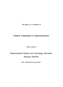 "Historic Publications In Electrochemistry"