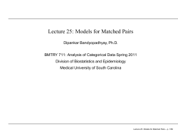 Lecture 25: Models for Matched Pairs