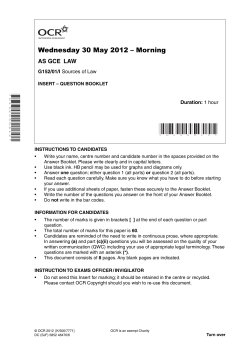 Sources of law - Question booklet