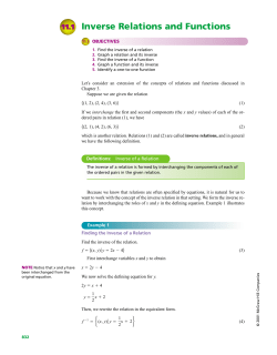 Inverse Relations and Functions