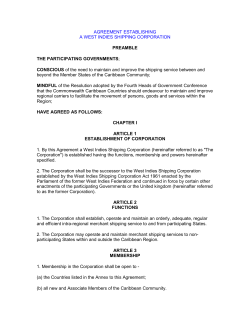 Agreement Establishing a West Indies Shipping Corporation