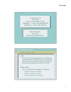3.1 Grammatical Units