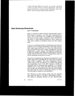 Data Dictionary/Directories