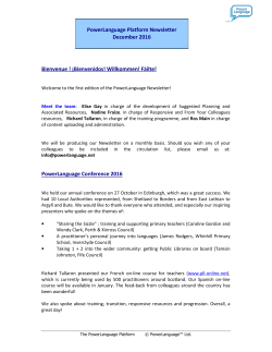 PowerLanguage Platform Newsletter December 2016