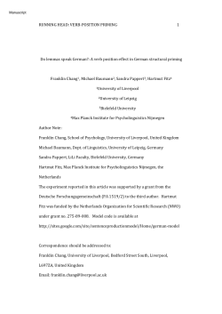 A verb position effect in German structural priming Franklin Chan