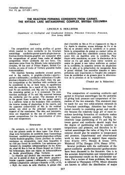 the beaction forming cordierite from garnet, the khtada lake