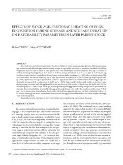 effects of flock age, prestorage heating of eggs, egg position during