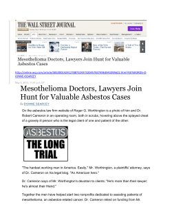 Mesothelioma Doctors, Lawyers Join Hunt for Valuable Asbestos