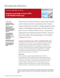 Supreme Court Holds in Favor of PPL in UK Windfall Profits Case