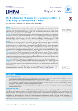 The Contribution of Ageing to Hospitalisation Days in Hong Kong: A