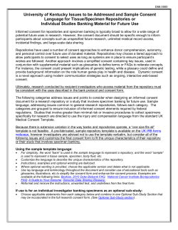 Informed Consent for Specimen/Tissue Repositories