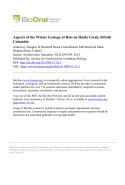 Aspects of the Winter Ecology of Bats on Haida Gwaii, British
