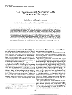Non-Pharmacological Approaches to the Treatment of Narcolepsy