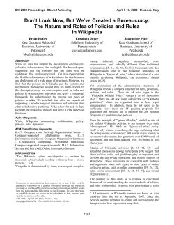 Don`t Look Now, But We`ve Created a Bureaucracy: The Nature and