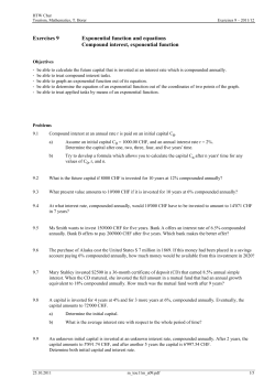 Exercises 9 Exponential function and equations Compound interest