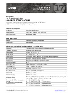 CANADIAN SPECIFICATIONS 2017 Jeep