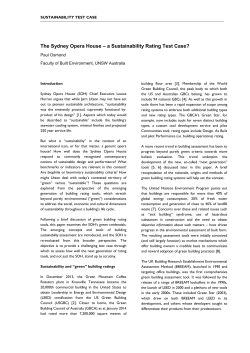 The Sydney Opera House &ndash; a Sustainability Rating Test Case?