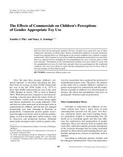 The Effects of Commercials on Children`s Perceptions